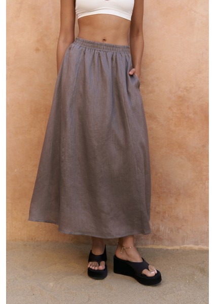 Fiametta Salaş Füme Keten Yelek Etek Takım indirimleri