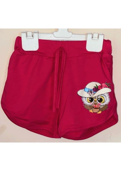 Baykuş Baskılı Kısa Kız Şort