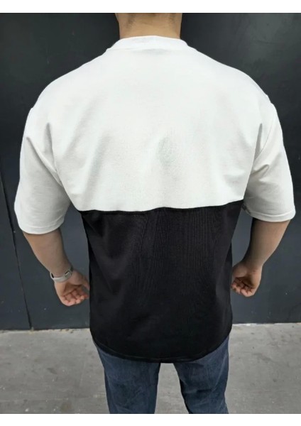 Unisex Torba Cep Detaylı Parçalı T-Shirt - Siyah fırsatları