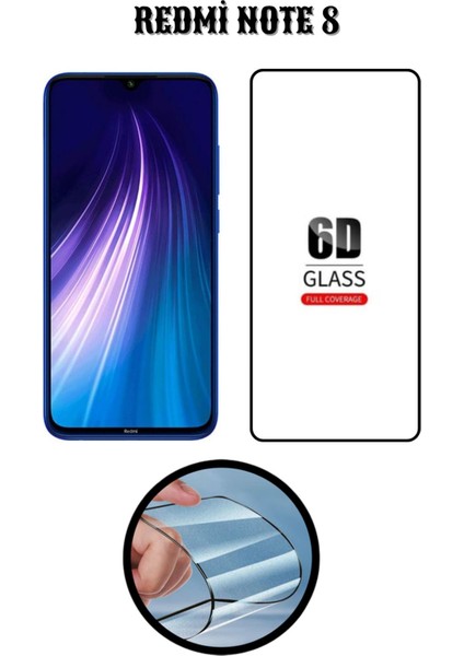 Redmi Note 8 6d Tam Kaplayan Ekran Koruyucu ve Şeffaf Kılıf 2li Avantajlı Paket