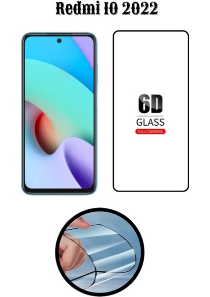 Redmi 10 2022 6d Tam Kaplayan Ekran Koruyucu ve Şeffaf Kılıf 2li Avantajlı Paket
