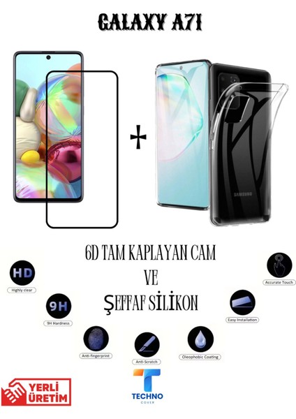 Samsung A71 6d Tam Kaplayan Ekran Koruyucu ve Şeffaf Kılıf 2li Avantajlı Paket fırsatları