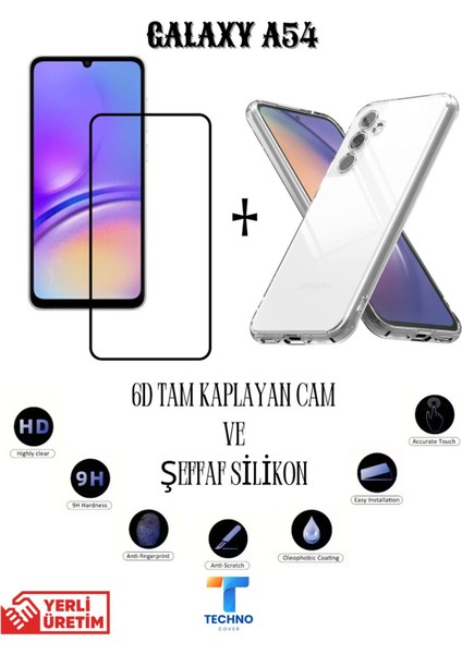Samsung A54 6d Tam Kaplayan Ekran Koruyucu ve Şeffaf Kılıf 2li Avantajlı Paket fırsatları