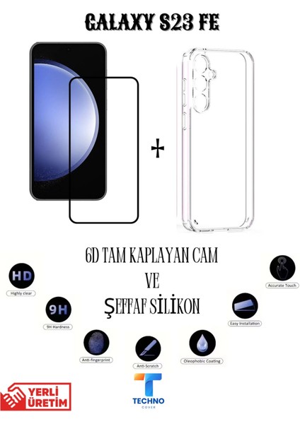 Samsung S23 Fe 6d Tam Kaplayan Ekran Koruyucu ve Şeffaf Kılıf 2li Avantajlı Paket fırsatları