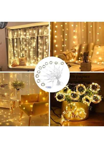 Uzaktan Kumandalı LED Perdeye Takılabilen Kancalı Işık USB 3x3 Metre Peri Perde LED