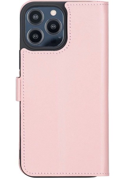 Apple iPhone 13 Pro Max Uyumlu Deri Cüzdanlı Kılıf Toz Pembe modelleri