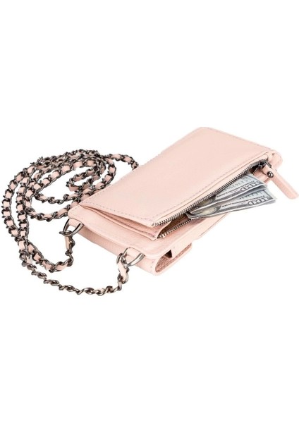 Avjin 6.9 Inch Uyumlu Deri Kılıf Cüzdan Askılı Erc5 Pembe modelleri