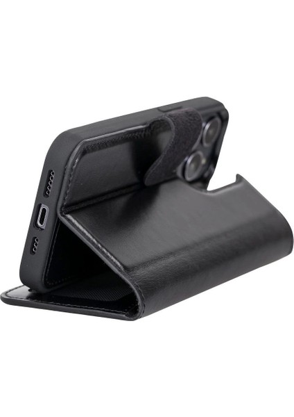 Apple iPhone 13 Pro Uyumlu Deri Cüzdanlı Kılıf Siyah modelleri