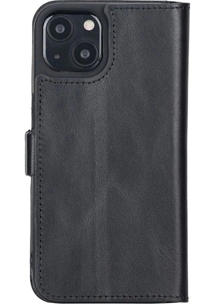Apple iPhone 13 Uyumlu Deri Cüzdanlı Kılıf Rustik Siyah modelleri