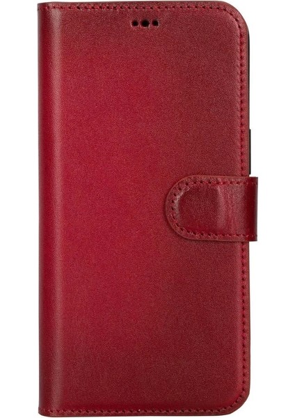 Apple iPhone 15 Pro Max Uyumlu Deri Cüzdanlı Kılıf Mwwn V4EF Kırmızı fırsatları