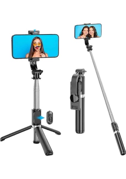Tripod Selfie Çubuğu Bluetooth Kumandalı Kablosuz LED Işıklı modelleri