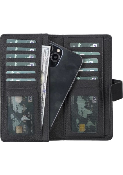 Coppet 6.7 Inch Uyumlu Deri Kartlıklı Kılıf Erc1 Siyah