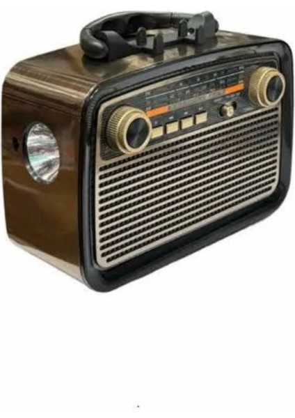 Nostalji Radyo Bluetooth Hoparlör Usb-Sd Kart Giriş LED Fener Işıklı Bataryalı Pilli