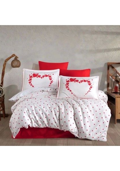 Hobby Çift Kişilik Saten Nevresim Amore Beyaz