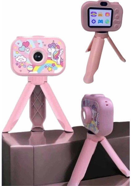 Çocuklara Özel Ayaklı Mini Fotoğraf Makinesi Dijital LCD Ekran