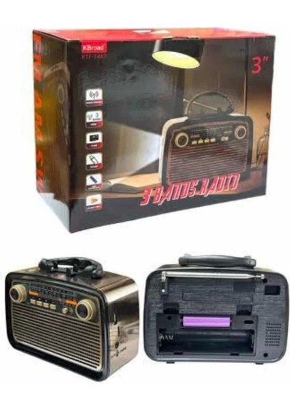 Nostalji Radyo Bluetooth Hoparlör Usb-Sd Kart Giriş LED Fener Işıklı Bataryalı Pilli