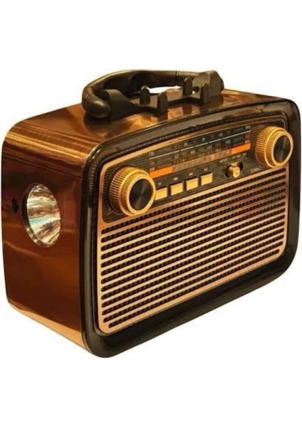 Nostalji Radyo Bluetooth Hoparlör Usb-Sd Kart Giriş LED Fener Işıklı Bataryalı Pilli