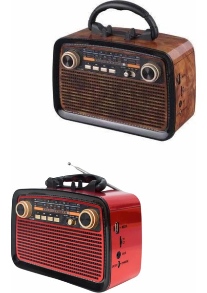 Eskitme Nostalji Tasarımlı Bluetoothlu Nostalji Radyo Ahşap Nostaljik Görünümlü