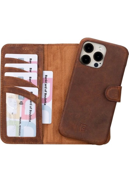 Apple iPhone 15 Pro Uyumlu Deri Cüzdanlı Kılıf F360 G2