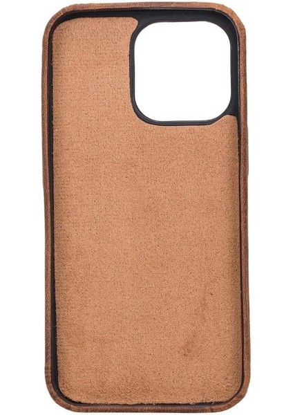 Apple iPhone 13 Pro Uyumlu Deri Arka Kapak Rock G2 Kahverengi modelleri