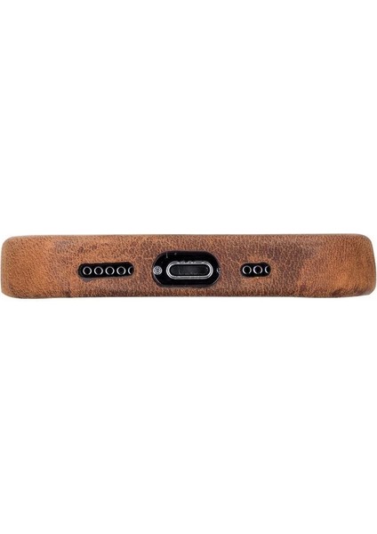 Apple iPhone 13 Pro Uyumlu Deri Arka Kapak Rock G2 Kahverengi fırsatları