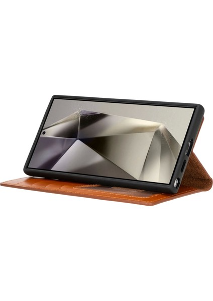 Samsung Galaxy S24 Ultra Uyumlu, Deri Cüzdanlı Kılıf, Efektli Taba modelleri