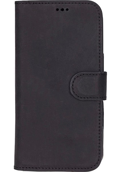 Apple iPhone 16 Pro Uyumlu, Hakiki Deri, El Yapımı, Cüzdanlı Kılıf, Mat Siyah modelleri