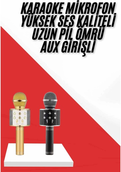 Karaoke Mikrofon Dahili Hoparlörlü Sd-Usb-Aux Girişli Bluetooth Hoparlör