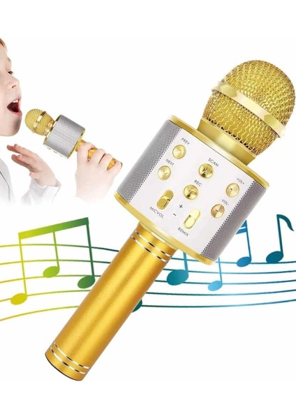 Karaoke Mikrofon Dahili Hoparlörlü Sd-Usb-Aux Girişli Bluetooth Hoparlör