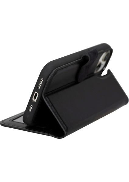 Apple iPhone 15 Plus Uyumlu Deri Cüzdanlı Kılıf Mwwn Rst1 Siyah modelleri