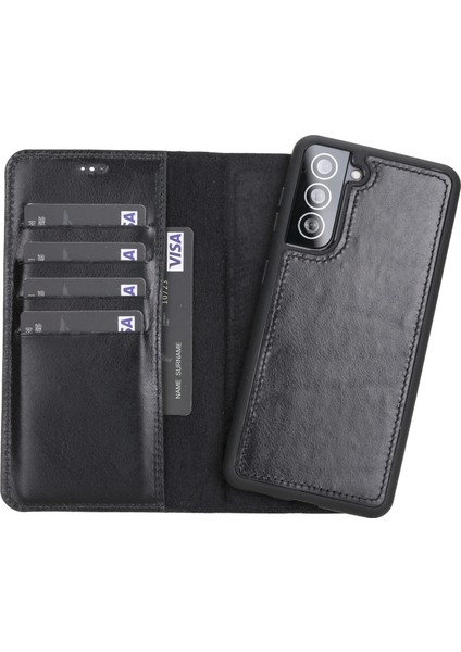 Samsung Galaxy S21 Plus Uyumlu Deri Cüzdanlı Kılıf Rst1 Siyah indirimleri