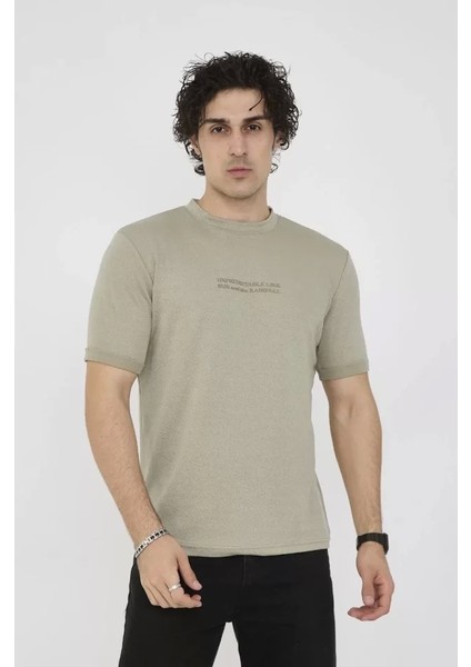 Unisex Bisiklet Yaka Slim Fit T-Shirt- Açık Yeşil