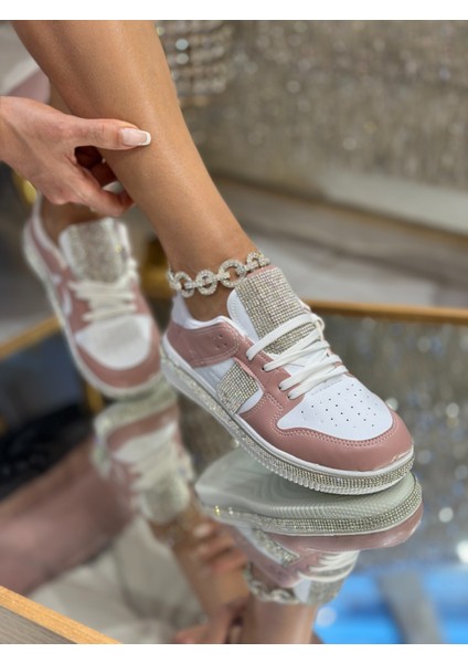 Green Kristal Taşlı Özel Tasarım Spor Ayakkabı Pembe fırsatları