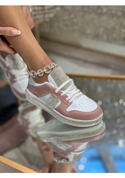 Green Kristal Taşlı Özel Tasarım Spor Ayakkabı Pembe indirimleri