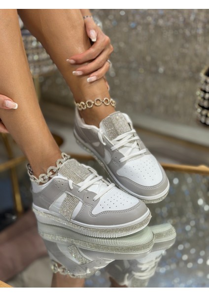 Green Kristal Taşlı Özel Tasarım Spor Ayakkabı Gri fiyatları