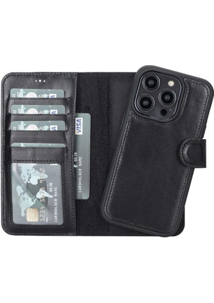 Apple iPhone 14 Pro Uyumlu Deri Cüzdanlı Kılıf Mwwn Rst1 Siyah indirimleri