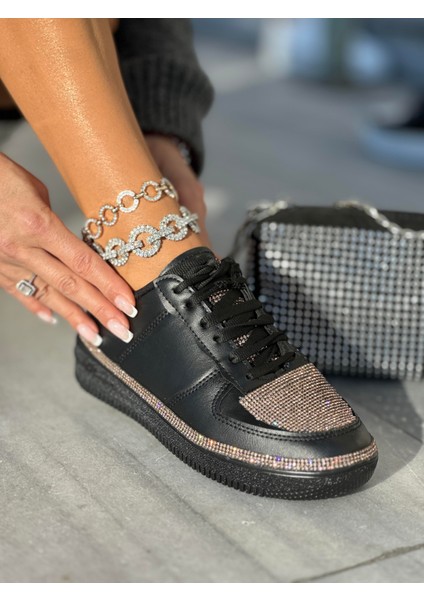 Litra Kristal Taşlı Spor Ayakkabı Siyah modelleri