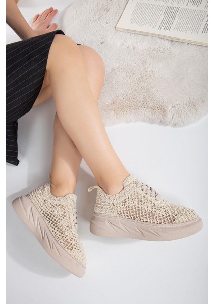 Handknitted Spor Ayakkabı Bej