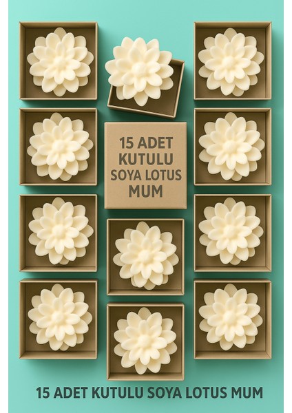 15 Adet Soya Lotus Mum Düğün Nikah Nişan Özel Gün Hediyelik Kişiye Özel