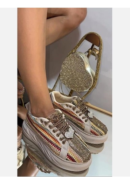 Multicolour Heart Kristal Taşlı Spor Ayakkabı