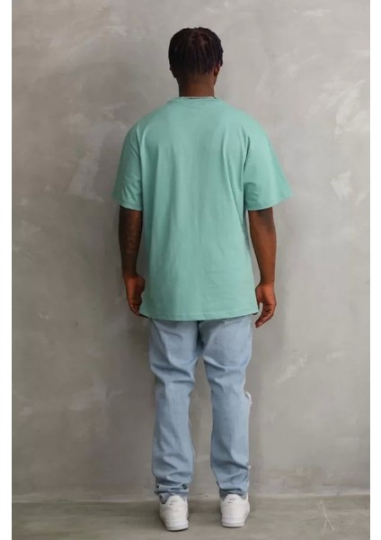 Unisex Baskılı Oversize T-Shirt - Mint Yeşili fiyatları