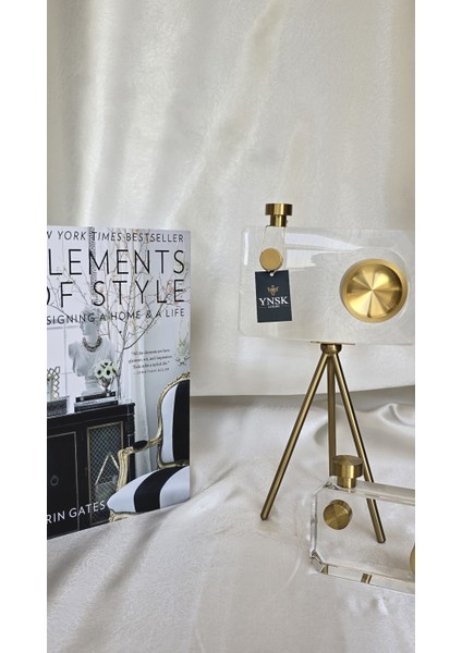 Tripot Ayaklı Kristal Cam Fotoğraf Makinesi Dekoratif Obje - Büyük Boy modelleri