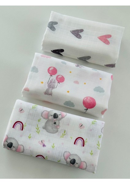 Ftbabycollection Pamuk 3'lü Müslin Bebek Battaniye Seti Oeko- Tex Sertifikalı Müslin örtü 80 x 90 cm fırsatları