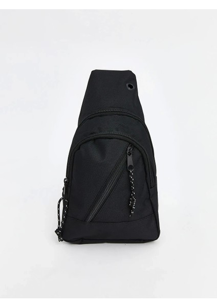 Accessorıes Siyah Fermuarlı Erkek Göğüs Çantası