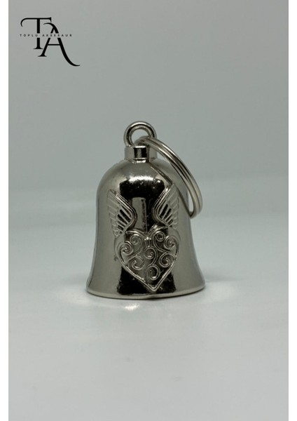 Kanatlı Kalp Desenli Guardian Bell – Motorcular Için Şans ve Koruma Çanı