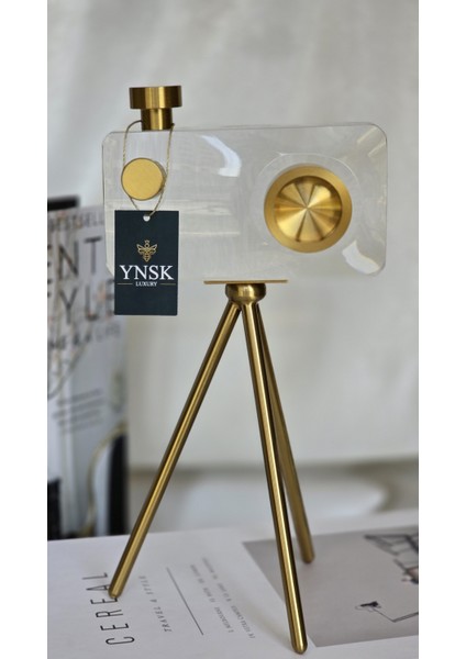 Tripot Ayaklı Kristal Cam Fotoğraf Makinesi Dekoratif Obje - Küçük Boy modelleri