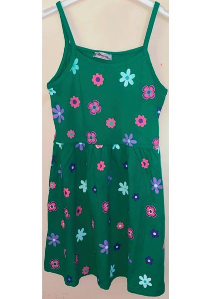 Papatya Baskılı Askılı Kız Yazlık Elbise
