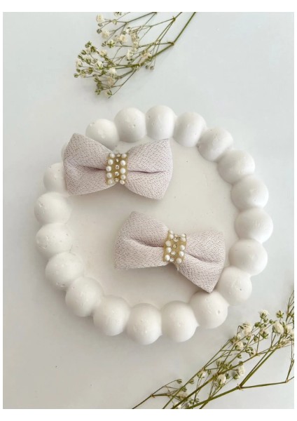 Kız Çocuk 2 Li Beyaz Fiyonk Kurdele Seti