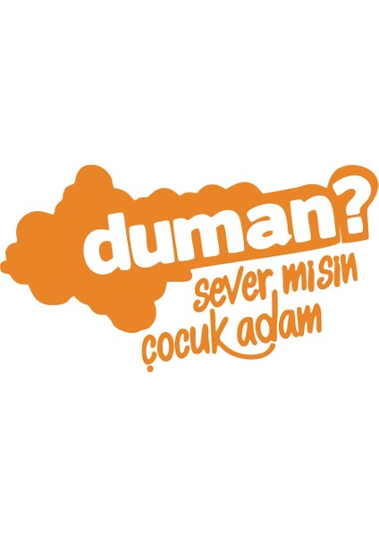Duman Sever Misin Çocuk Adam Araba Sticker 17X17 cm Turuncu