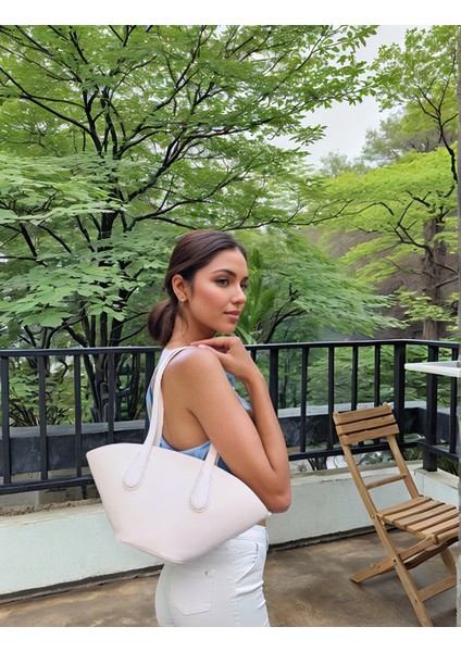 Kadın El ve Omuz Kullanımlı Çıkarılabilir Cüzdanlı Modern Kesim Shopper Çanta
